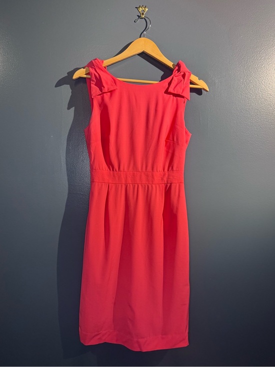 J. Crew Dresses & Skirts - J. Crew Origami Coral-Red Bow Shoulder Sheath Dress feminine Wedding guest 2